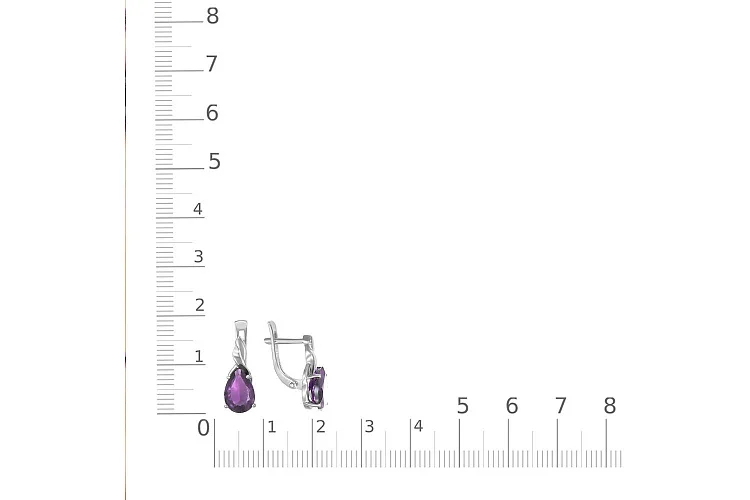 Серьги из белого золота с 2 аметистами