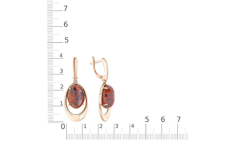 Серьги из красного золота с янтарём