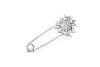 Булавка Цветок из белого золота с 22 фианитами