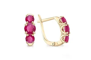 Серьги из жёлтого золота с 6 рубинами