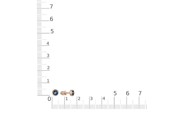 Серьги-пусеты из красного золота с 2 сапфирами