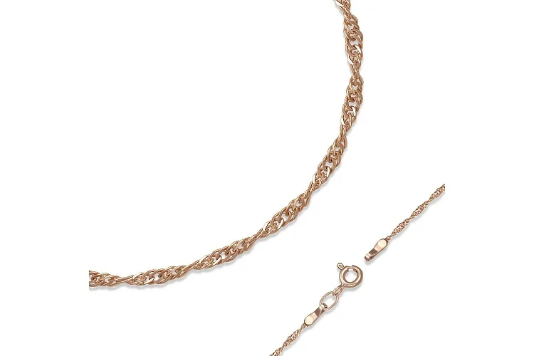 Цепь плетение сингапур ⌀ нити 0,28 мм  из красного золота
