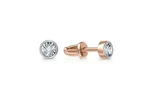 Серьги-пусеты из красного золота с 2 бриллиантами