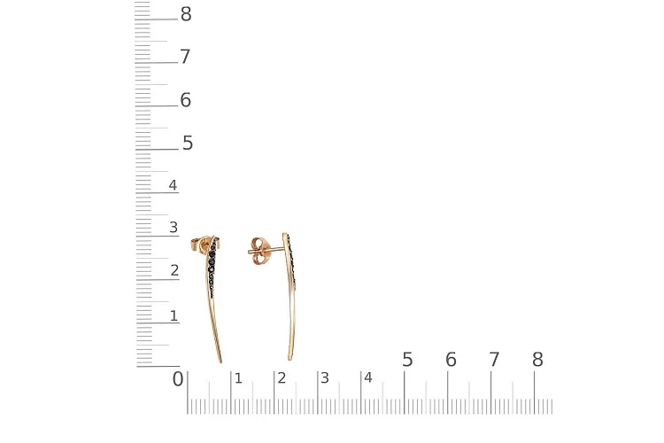 Серьги-пусеты Дорожки из красного золота с 12 фианитами