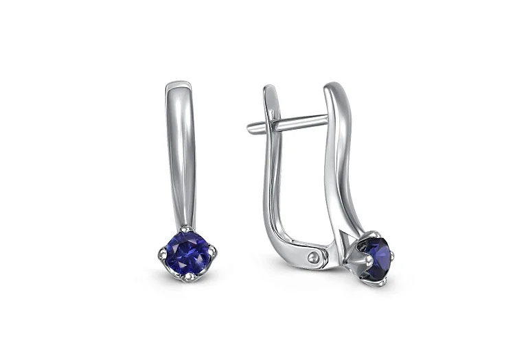 Серьги из белого золота с 2 корундами