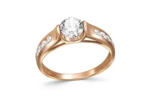 Кольцо из красного золота с 9 фианитами