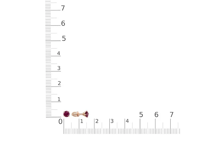 Серьги-пусеты из красного золота с 2 рубинами
