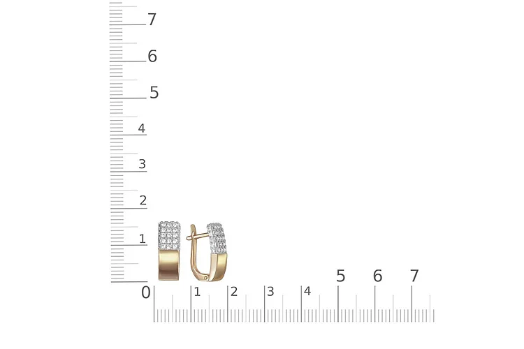 Серьги из жёлтого золота с 56 фианитами