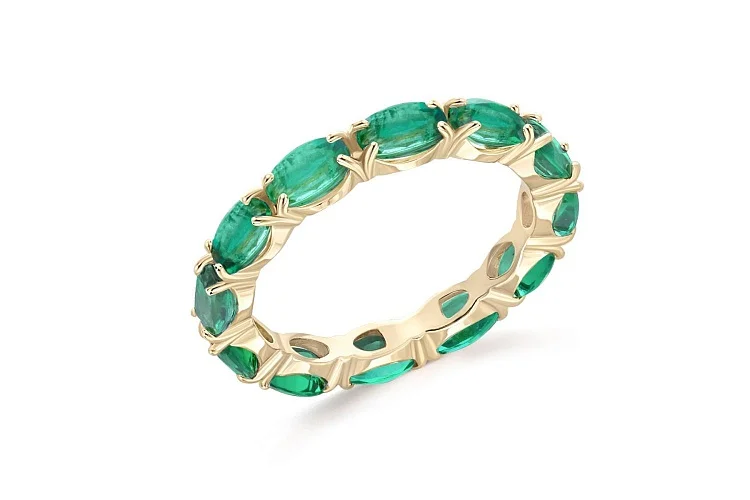 Кольцо Дорожка из жёлтого золота с 11 изумрудами