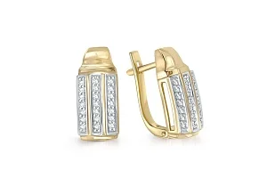 Серьги из жёлтого золота с 42 фианитами