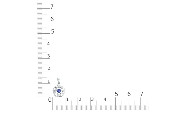 Подвеска Сердце из белого золота с сапфиром и 5 бриллиантами