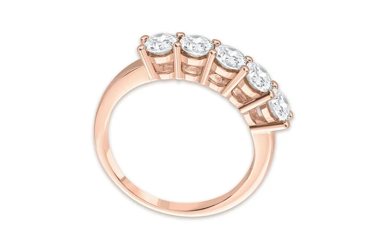 Кольцо Дорожка из красного золота с 5 муассанитами