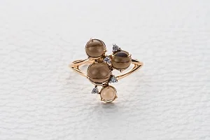 Кольцо из красного золота с раухтопазом, хризолитом и цитрином