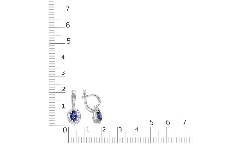 Серьги из белого золота с 2 сапфирами и 32 бриллиантами