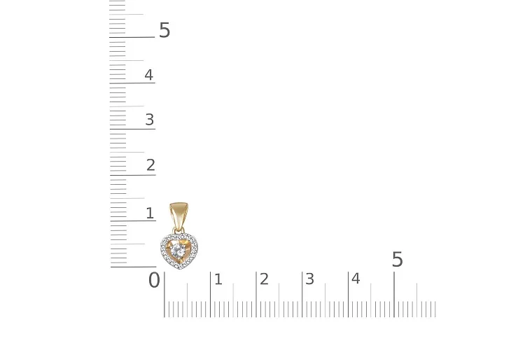 Подвеска Сердце из жёлтого золота с 21 фианитами
