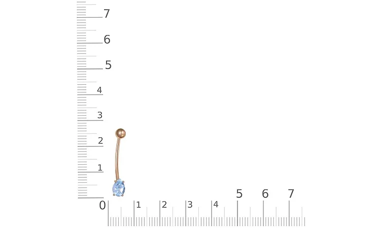 Пирсинг из красного золота с топазом sky