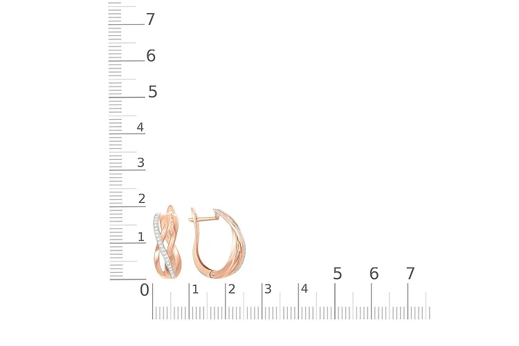 Серьги из красного золота с 40 фианитами