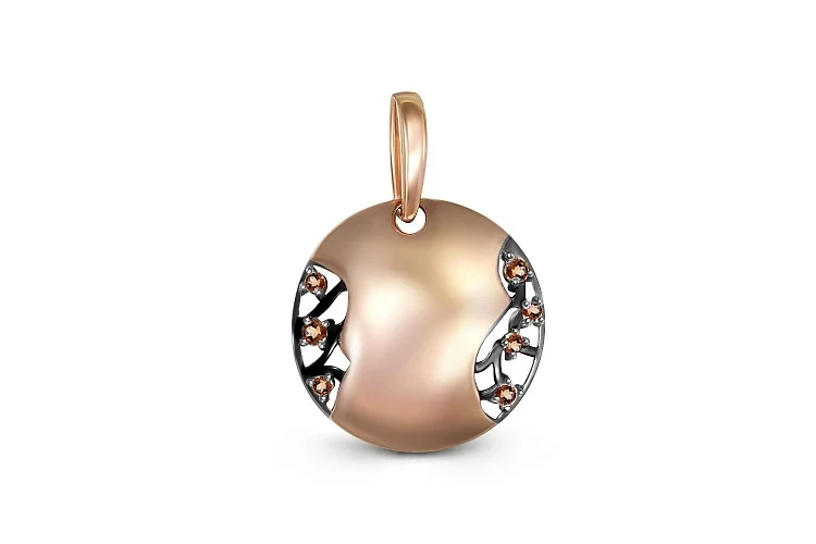 Подвеска Веточка из красного золота с 7 фианитами