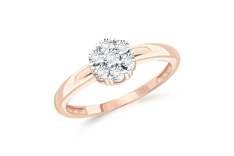 Кольцо Цветок из красного золота с 7 выращенными бриллиантами