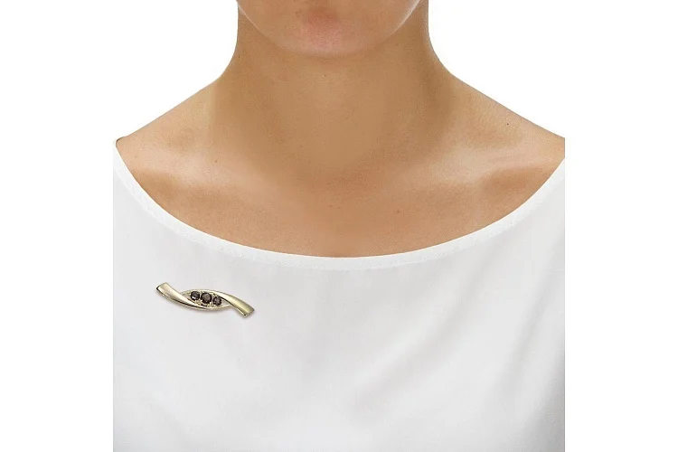 Брошь из жёлтого золота с 3 раухтопазами