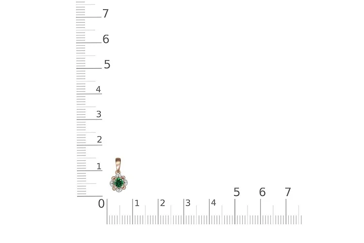 Подвеска Цветок из красного золота с изумрудом и 8 фианитами