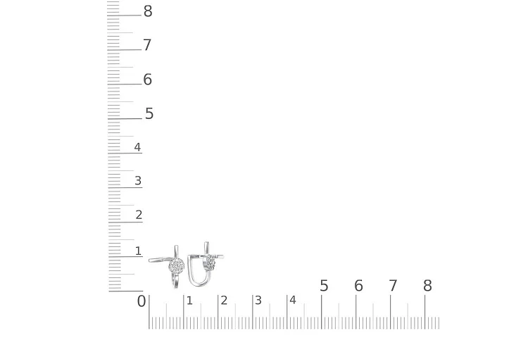 Серьги-пусеты из белого золота с 14 фианитами