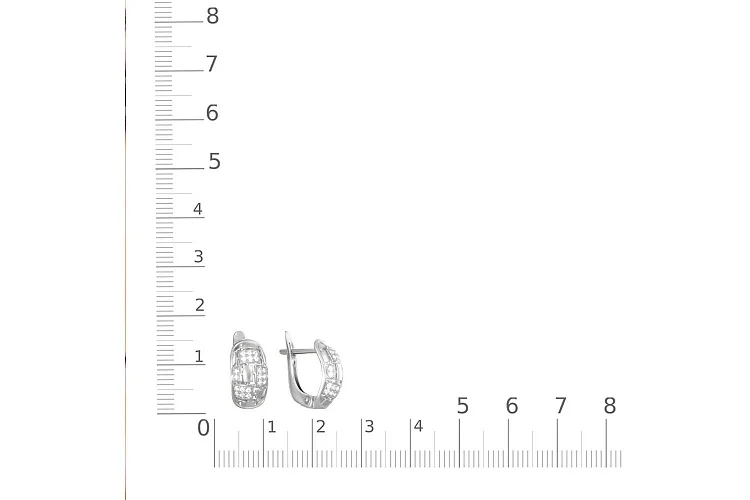 Серьги из белого золота с 40 фианитами