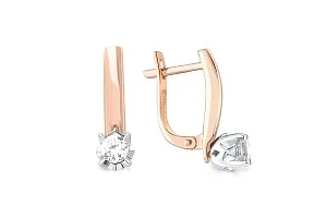 Серьги из красного золота с 2 фианитами
