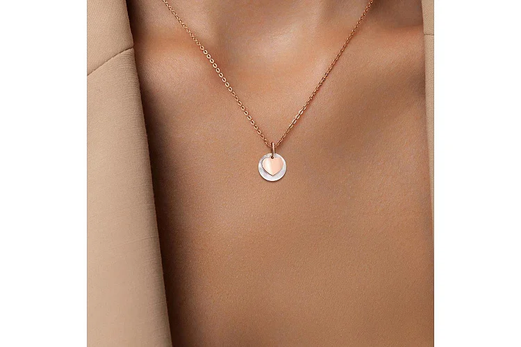 Подвеска Сердце из красного золота с перламутром