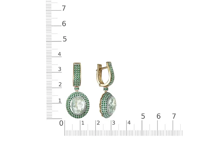 Серьги из жёлтого золота с 2 аметистами и 290 фианитами