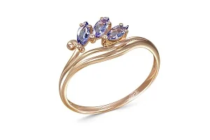 Кольцо из красного золота с 3 танзанитами