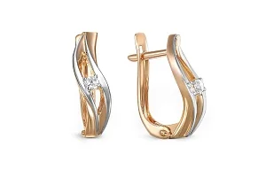 Серьги из красного золота с 2 бриллиантами
