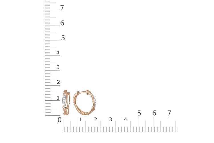 Серьги из красного золота с 10 фианитами
