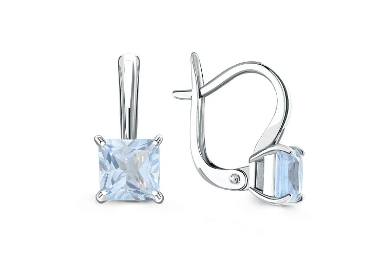 Серьги из белого золота с 2 топазами sky