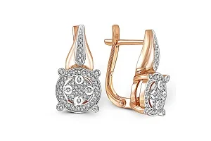 Серьги из красного золота с 86 фианитами