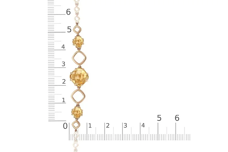 Браслет из красного золота с цитрином и 2 раухтопазами