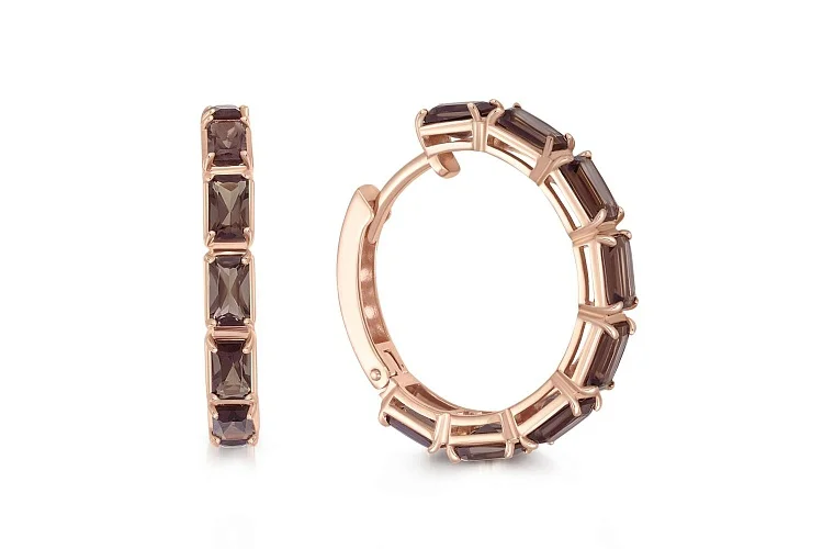 Серьги из красного золота с 16 раухтопазами