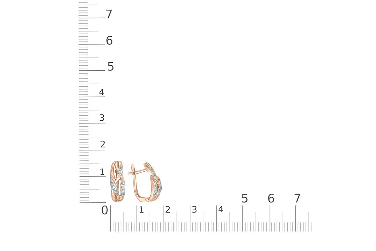 Серьги Веточки из красного золота с 18 фианитами