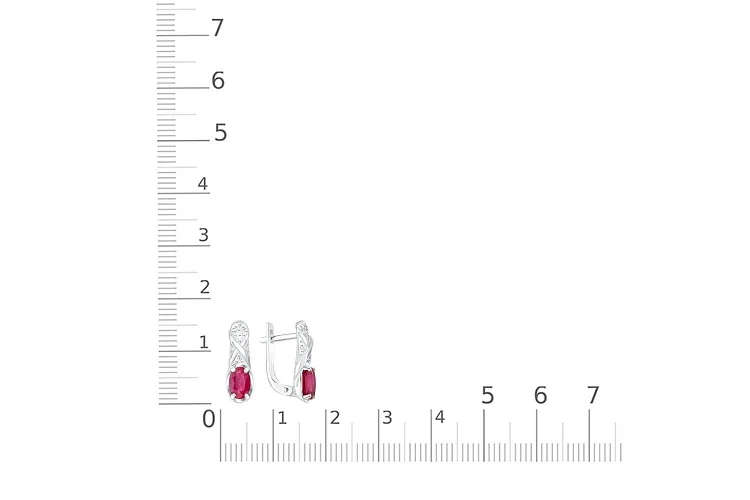 Серьги из белого золота с 2 рубинами и 14 бриллиантами