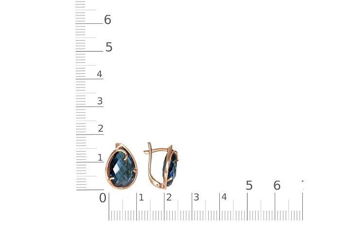 Серьги из красного золота с 2 ситаллами