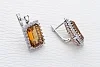 Серьги из белого золота с 2 султанитами и 48 фианитами