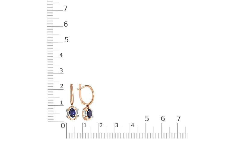 Серьги из красного золота с 2 сапфирами