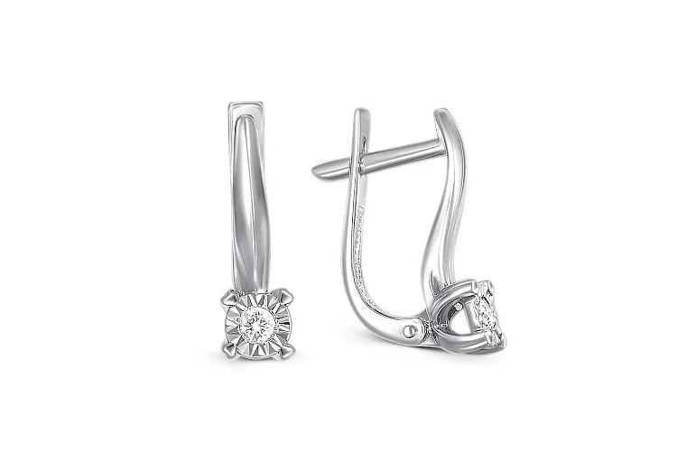 Серьги из белого золота с 2 бриллиантами