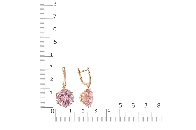 Серьги из красного золота с 2 ситаллами