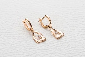 Серьги из красного золота с 2 фианитами