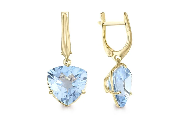 Серьги из жёлтого золота с 2 топазами sky