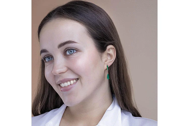 Серьги из красного золота с 10 агатами