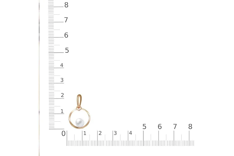 Подвеска Круг из красного золота с жемчугом