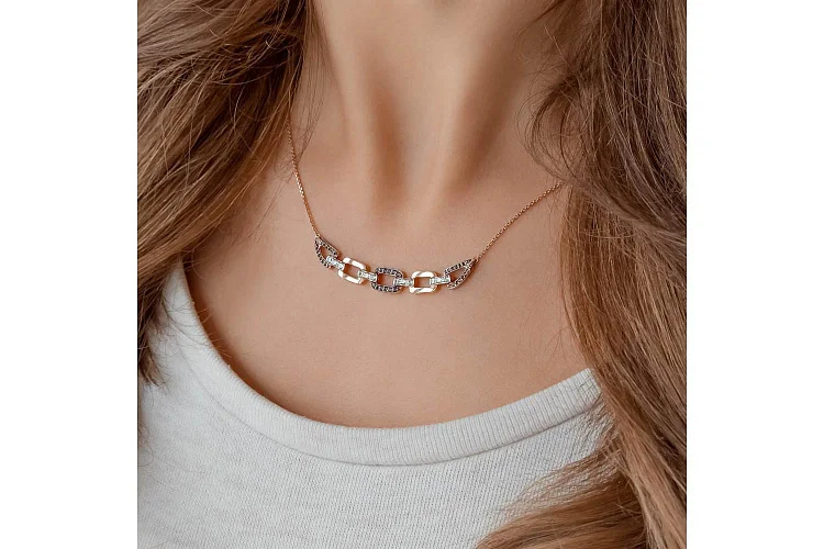 Колье из красного золота с 50 фианитами