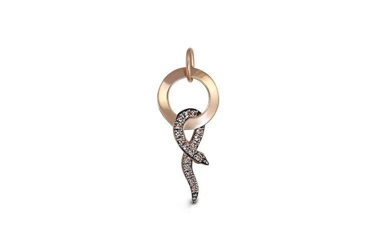 Подвеска Змея из красного золота с 17 фианитами